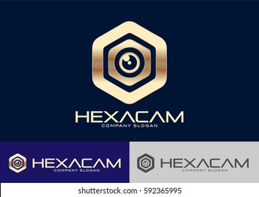 Hexa Cam Logo Template Design Vector 