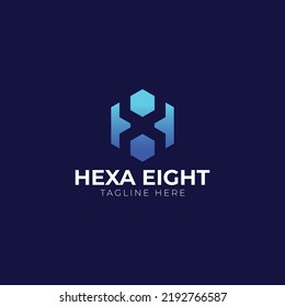Hexa eight logo design vector