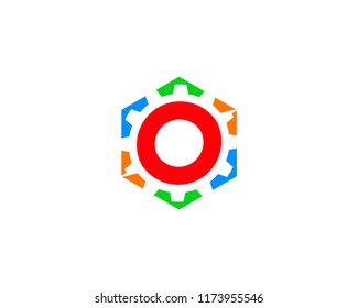 hexa gear logo template design vector