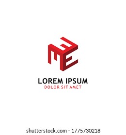 Hexa letter MWE uppercase logo design template elements. Red letter isolated on white background. Suitable for business, consulting group company.