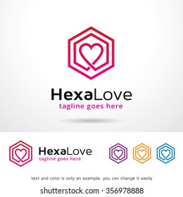 Hexa Love Logo Template Design Vector