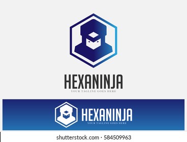 Hexa Ninja Logo Template Design Vector