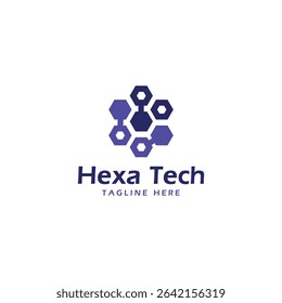 hexa tech logo design modern minimal concept for technology business startup 