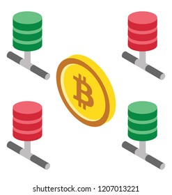 
A hexacone with bitcoin inside is symbolising bitcoin network icon  
