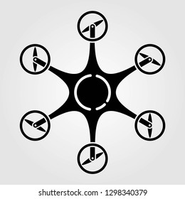 Hexacopter, drone icon isolated on white background. Vector illustration.