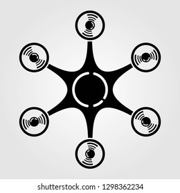 Hexacopter, drone icon isolated on white background. Vector illustration.