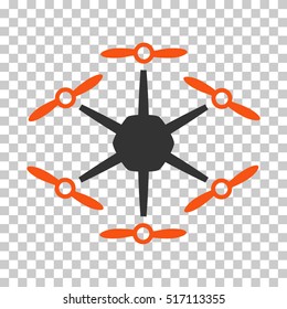 Hexacopter EPS vector pictogram. Illustration style is flat iconic bicolor orange and gray symbol.