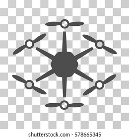 Hexacopter icon. Vector illustration style is flat iconic symbol, gray color, transparent background. Designed for web and software interfaces.