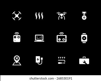 Hexacopter and quadcopter icons on black background. Vector illustration.