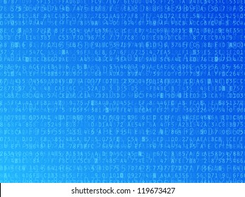 Hexadecimal numbers and letters vector illustration background