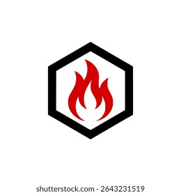 hexafire hexagonal with fire business company logo vector illustration template design