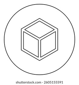 Hexagedron Sacred geometry symbol icon in circle round black color vector illustration image outline contour line thin style simple