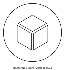 Hexagedron Sacred geometry symbol icon in circle round black color vector illustration image outline contour line thin style simple