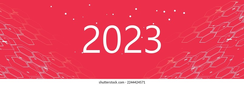 hexagon 2023 New Year fireworks background. new year 2023 on a beautiful blurred background of dust particles and sparkles. 2023 greeting card design. Happy New Year 2023
