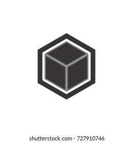 Hexagon with 3D box icon logo design vector
