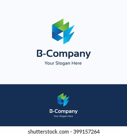 Hexagon 3D cube dinamic b letter logo