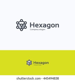 Hexagon 3D cube dots logo