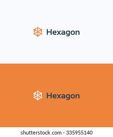 Hexagon 3D cube frame logo