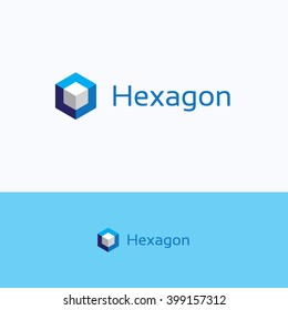 Hexagon 3D cube o letter logo