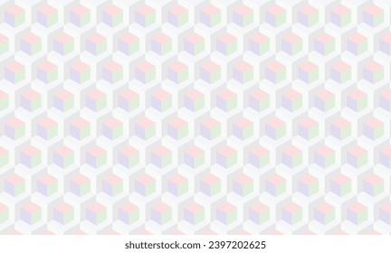 Hexagon 3D illusion cube psychedelic light colors  