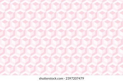 Hexagon 3D illusion cube psychedelic Rose colors  