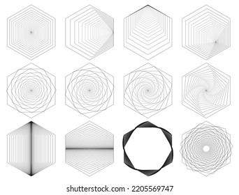 Hexagon abstrac element, logo, line art, geometric vector illustration