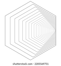 Hexagon abstrac element, logo, line art, geometric vector illustration