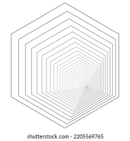 Hexagon abstrac element, logo, line art, geometric vector illustration