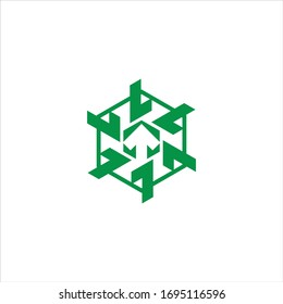 logotipo de diseño de flecha abstracta hexagonal. Icono de flecha. Icono de envío. Iconos Web, Digital, Marketing, Network. concepto de construcción. -vector