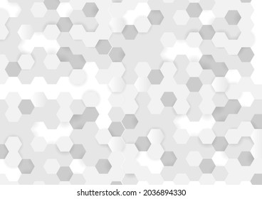 Fondo abstracto del hexágono. Forma de gradiente geométrico gris con sombra. Ilustración vectorial de la tecnología de alta tecnología digital.