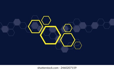 hexagon abstract background, abstract honeycombs with hexagon on dark blue background, bee hive background