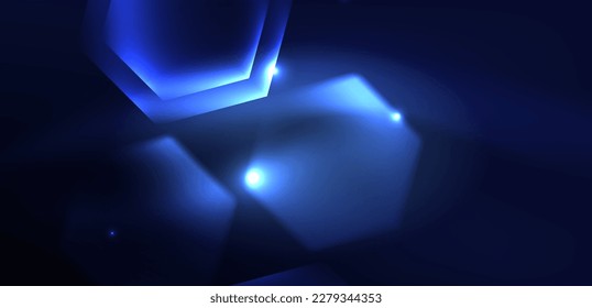 Hexagon abstract background. Techno glowing neon hexagon shapes vector illustration for wallpaper, banner, background, landing page, wall art, invitation, prints, posters