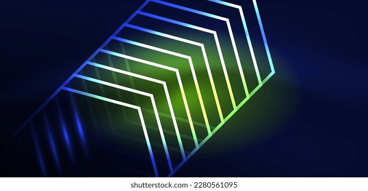 Hexagon abstract background. Techno glowing neon hexagon shapes vector illustration for wallpaper, banner, background, landing page, wall art, invitation, prints, posters