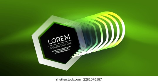 Hexagon abstract background. Techno glowing neon hexagon shapes vector illustration for wallpaper, banner, background, landing page, wall art, invitation, prints, posters