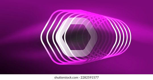 Hexagon abstract background. Techno glowing neon hexagon shapes vector illustration for wallpaper, banner, background, landing page, wall art, invitation, prints, posters