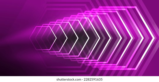Hexagon abstract background. Techno glowing neon hexagon shapes vector illustration for wallpaper, banner, background, landing page, wall art, invitation, prints, posters