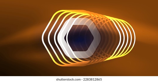 Hexagon abstract background. Techno glowing neon hexagon shapes vector illustration for wallpaper, banner, background, landing page, wall art, invitation, prints, posters