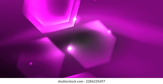 Hexagon abstract background. Techno glowing neon hexagon shapes vector illustration for wallpaper, banner, background, landing page, wall art, invitation, prints, posters