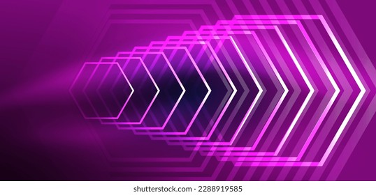 Fondo abstracto del hexágono. Tecno hexágono de neón brillante formas de ilustración vectorial para papel tapiz, banner, fondo, página de aterrizaje, arte mural, invitación, impresiones, carteles