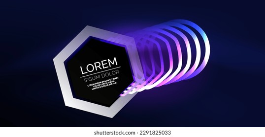 Hexagon abstract background. Techno glowing neon hexagon shapes vector illustration for wallpaper, banner, background, landing page, wall art, invitation, prints, posters