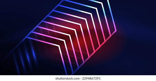 Hexagon abstract background. Techno glowing neon hexagon shapes vector illustration for wallpaper, banner, background, landing page, wall art, invitation, prints, posters