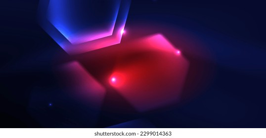 Hexagon abstract background. Techno glowing neon hexagon shapes vector illustration for wallpaper, banner, background, landing page, wall art, invitation, prints, posters