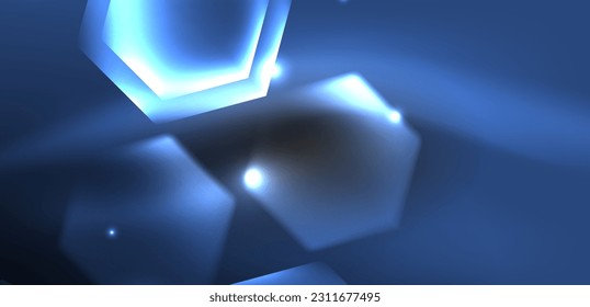 Hexagon abstract background. Techno glowing neon hexagon shapes vector illustration for wallpaper, banner, background, landing page, wall art, invitation, prints, posters