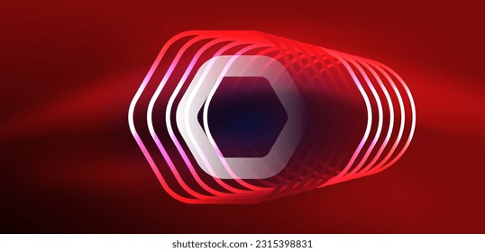 Hexagon abstract background. Techno glowing neon hexagon shapes vector illustration for wallpaper, banner, background, landing page, wall art, invitation, prints, posters