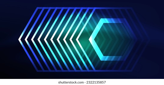 Hexagon abstract background. Techno glowing neon hexagon shapes vector illustration for wallpaper, banner, background, landing page, wall art, invitation, prints, posters