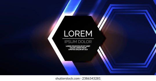 Hexagon abstract background. Techno glowing neon hexagon shapes vector illustration for wallpaper, banner, background, landing page, wall art, invitation, prints, posters