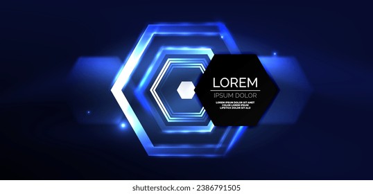 Hexagon abstract background. Techno glowing neon hexagon shapes vector illustration for wallpaper, banner, background, landing page, wall art, invitation, prints, posters