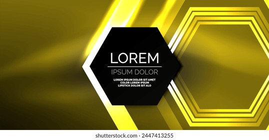 Hexagon abstract background. Techno glowing neon hexagon shapes vector illustration for wallpaper, banner, background, landing page, wall art, invitation, prints, posters