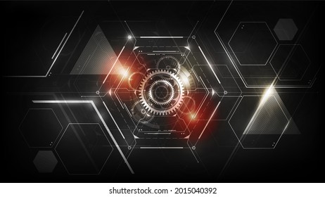 Hexagon abstract futuristic electronic circuit technology background concept, vector illustration