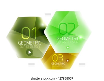 Hexagon abstract geometric background with shiny light effects. Vector info ui elements